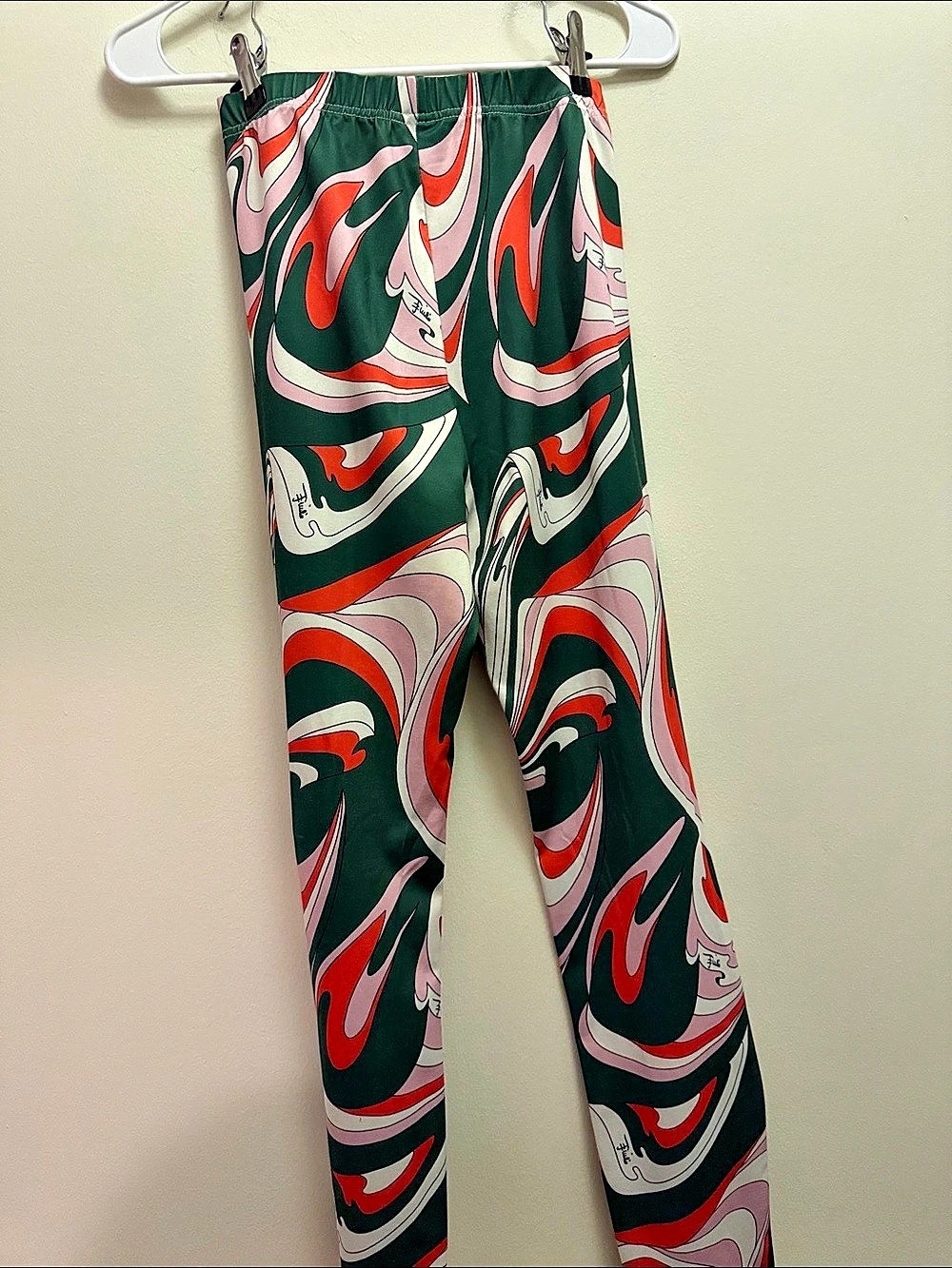 SHEIN leggings Abstract Pants in Green & Red Size Small